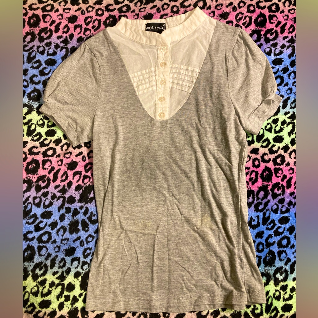 Gray Ruffled Top